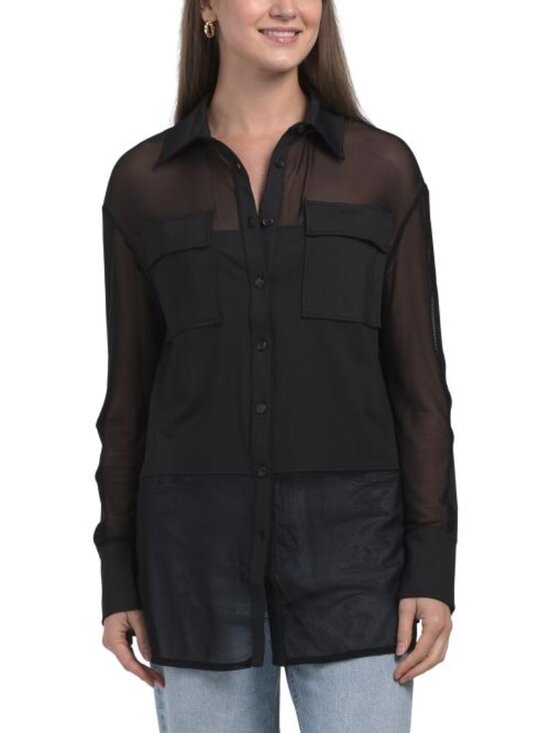 Anatomie Tops - ANATOMIE Abriana Mesh And Jersey Paneled Top